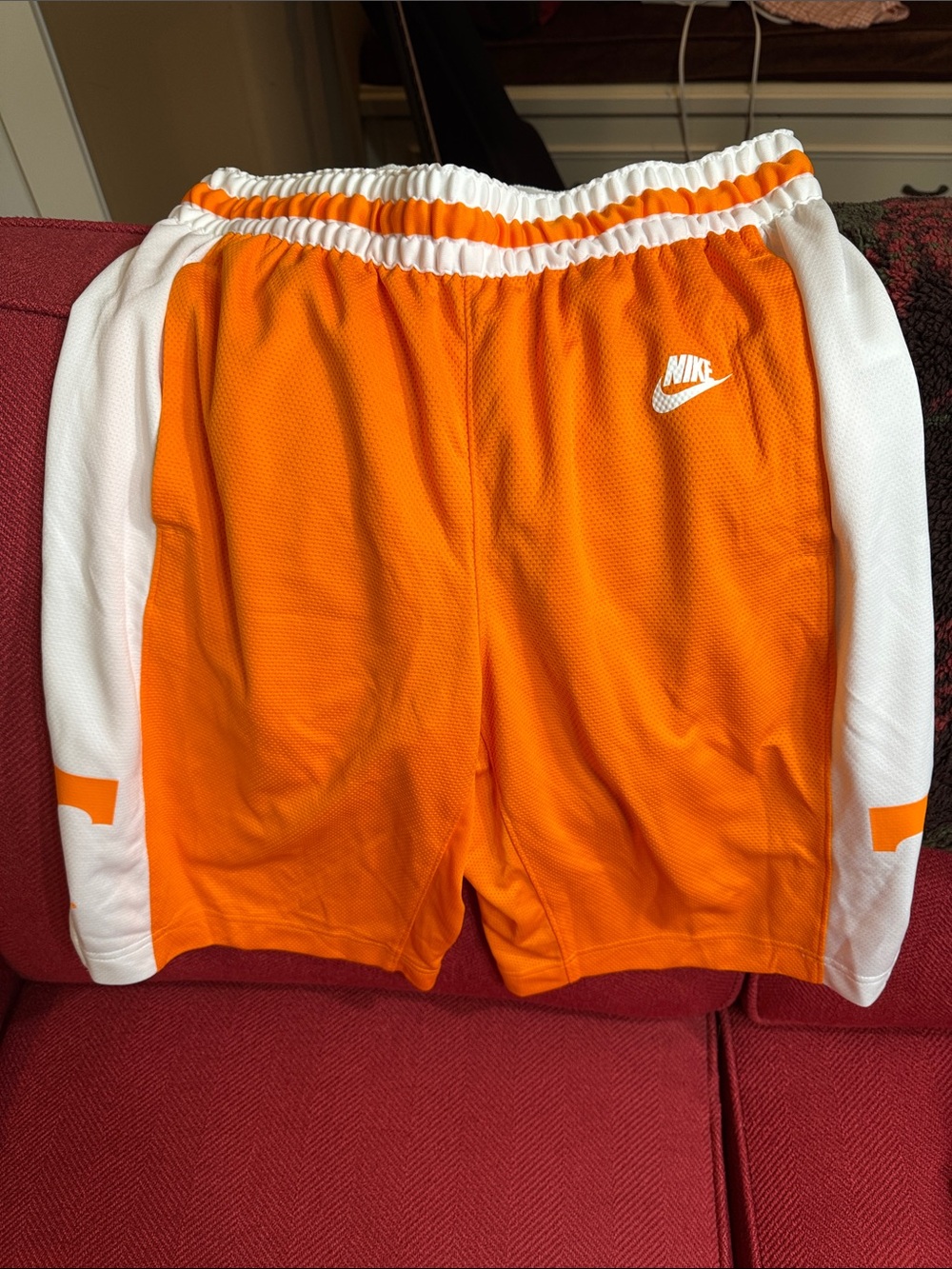 Nike Orange and White Mesh Basketball Shorts